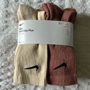 Nike Everyday Plus Crew Socks - Cream and Brown 6 Pack